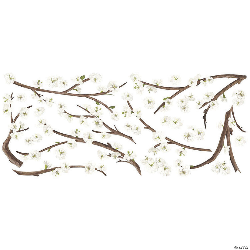 White Blossom Peel & Stick Decal with Embellishments Image