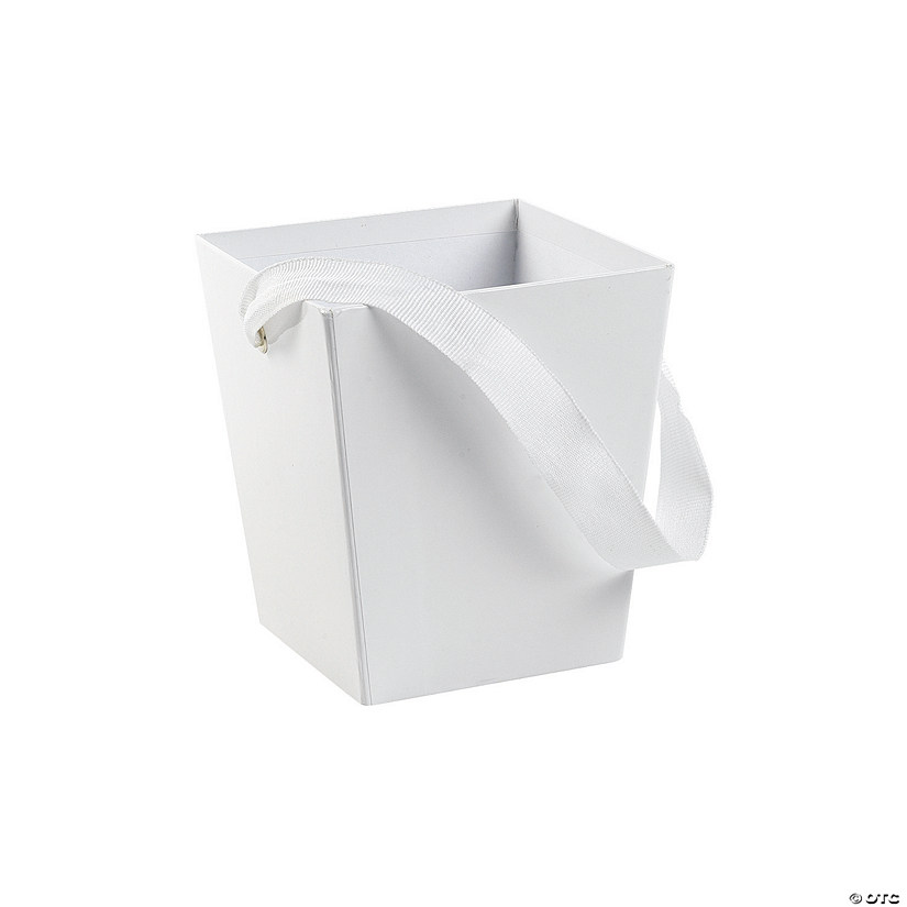 White Candy Buckets with Ribbon Handle - 6 Pc. Image