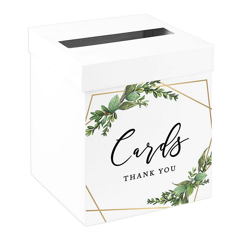White Card Box Geometric Leaf Frame Image