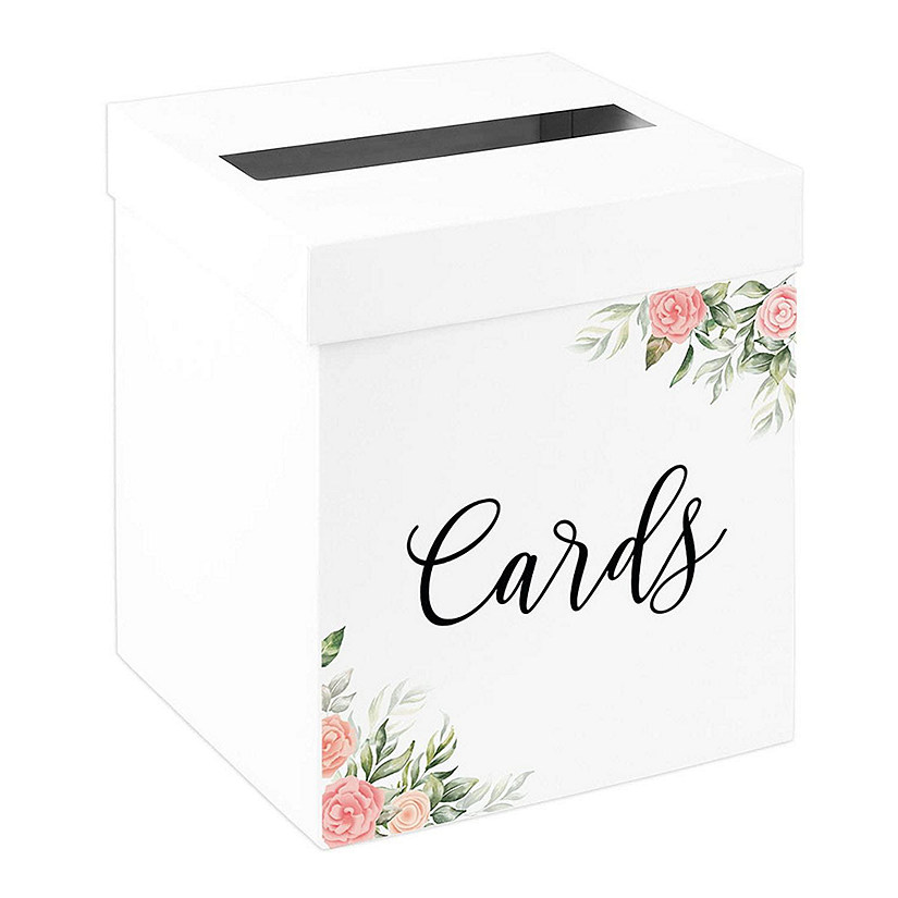 White Card Box Peach Roses Wedding 10x10 Image