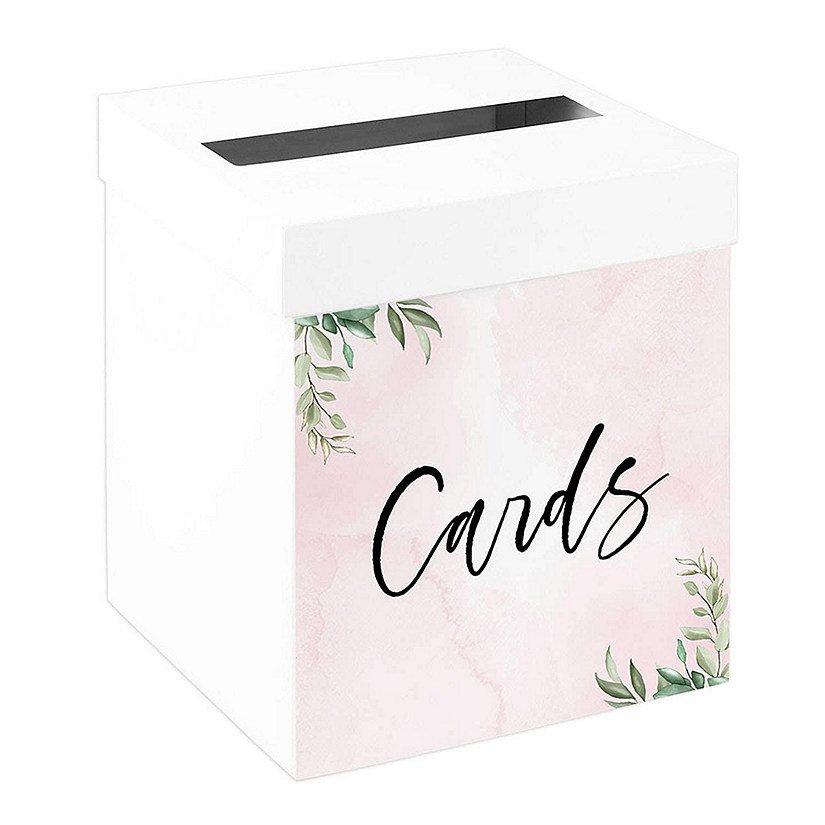 White Card Box Pink Greenery Floral Image