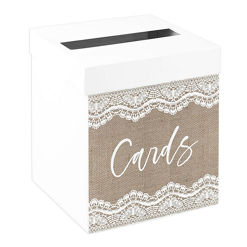 White Card Box Rustic Lace Wedding Image