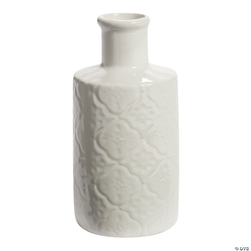 White Ceramic Bottle Vases - 3 Pc. Image