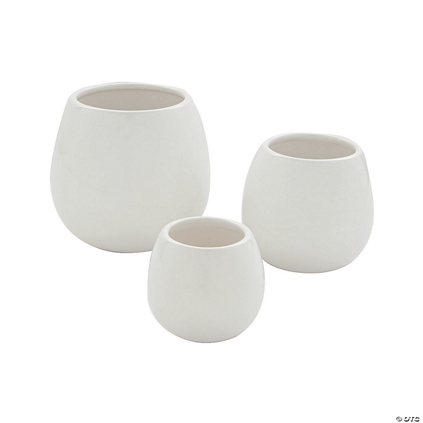 White Ceramic Planter Vase Set - 3 Pc. Image