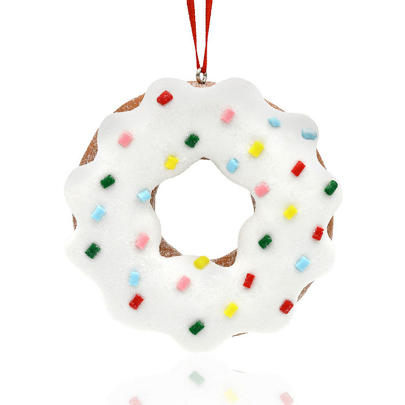 White Clay Donut Christmas Ornament Image