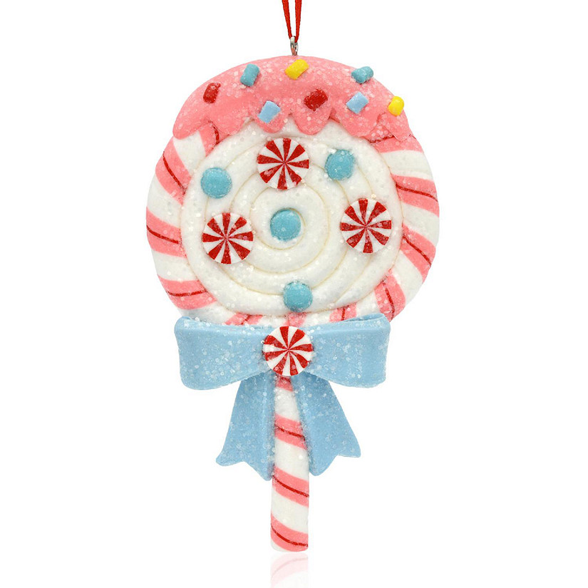 White Clay Lollipop Christmas Ornament Image