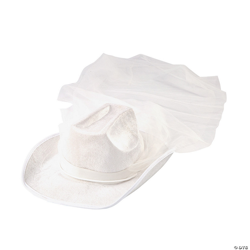 White Cowgirl Hat with Veil Image