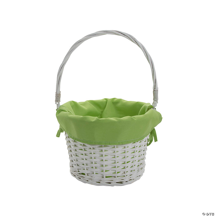 White Easter Basket with Green Liner Image