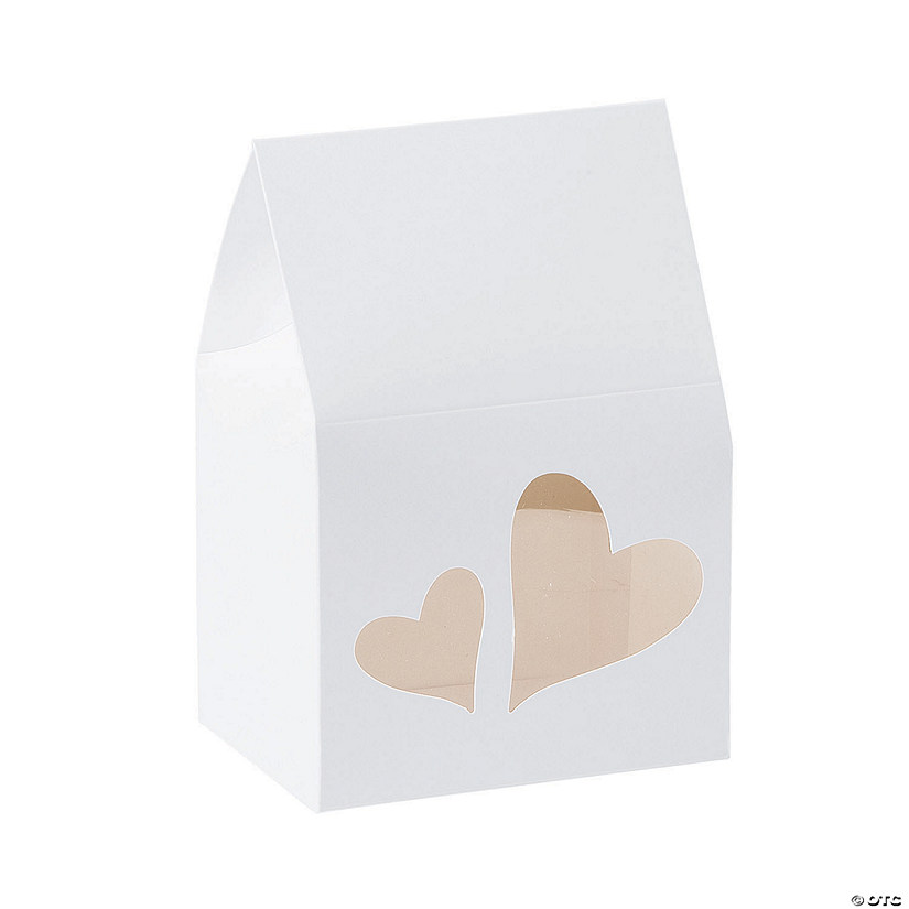 White Favor Boxes with Heart Cutouts - 12 Pc. Image