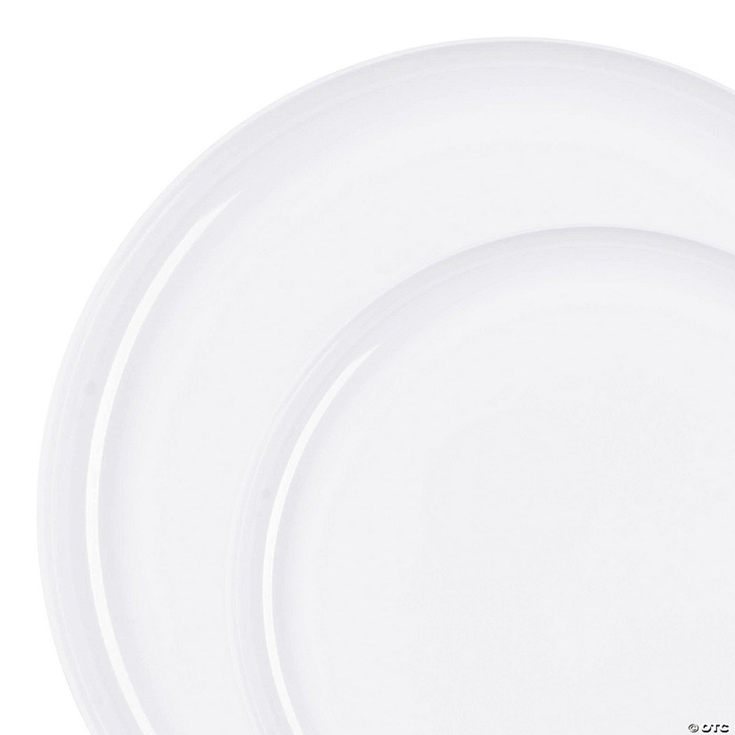 White Flat Round Disposable Plastic Dinnerware Value Set 20 Dinner