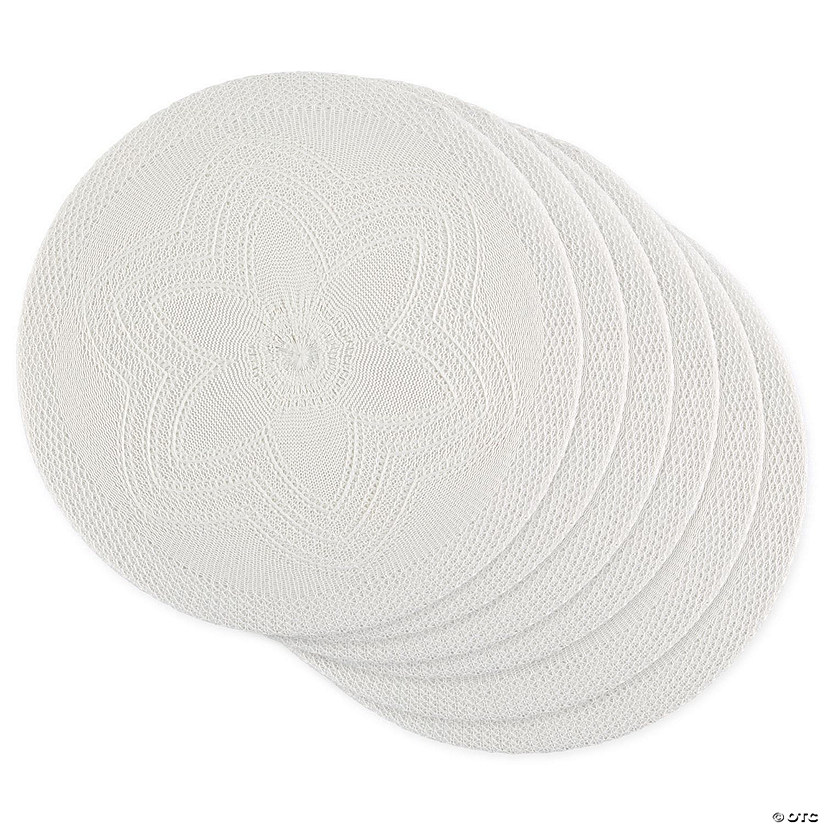 Food Network 6-Piece Woven Round Placemat Set - 15 Inch Polypropylene, Holiday Dining