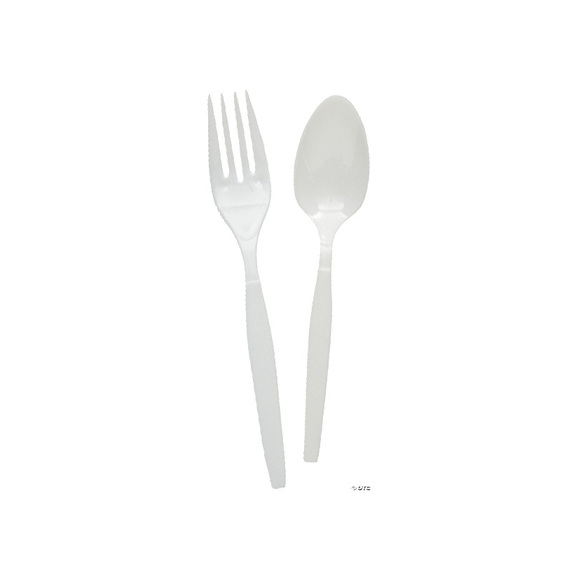 White Fork & Spoon Plastic Cutlery Sets 16 Ct. Oriental Trading