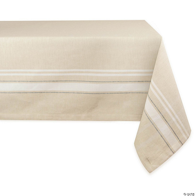 White French Stripe Tablecloth 60X104 Image