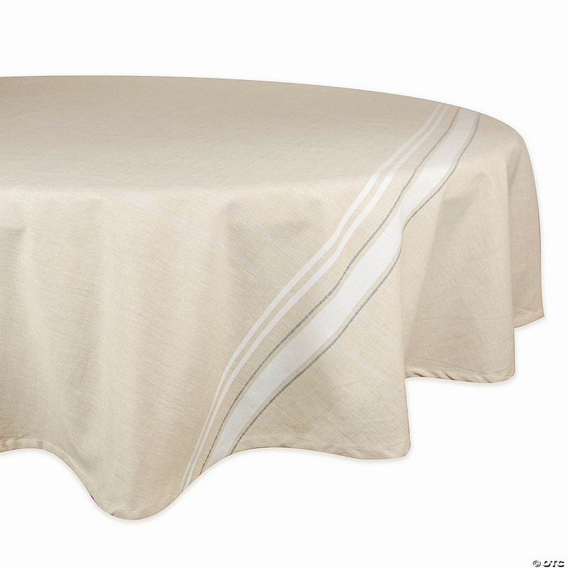 White French Stripe Tablecloth 70 Round Image