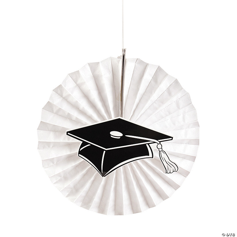 White Graduation Hanging Fans with Icons - Less Than Perfect Image