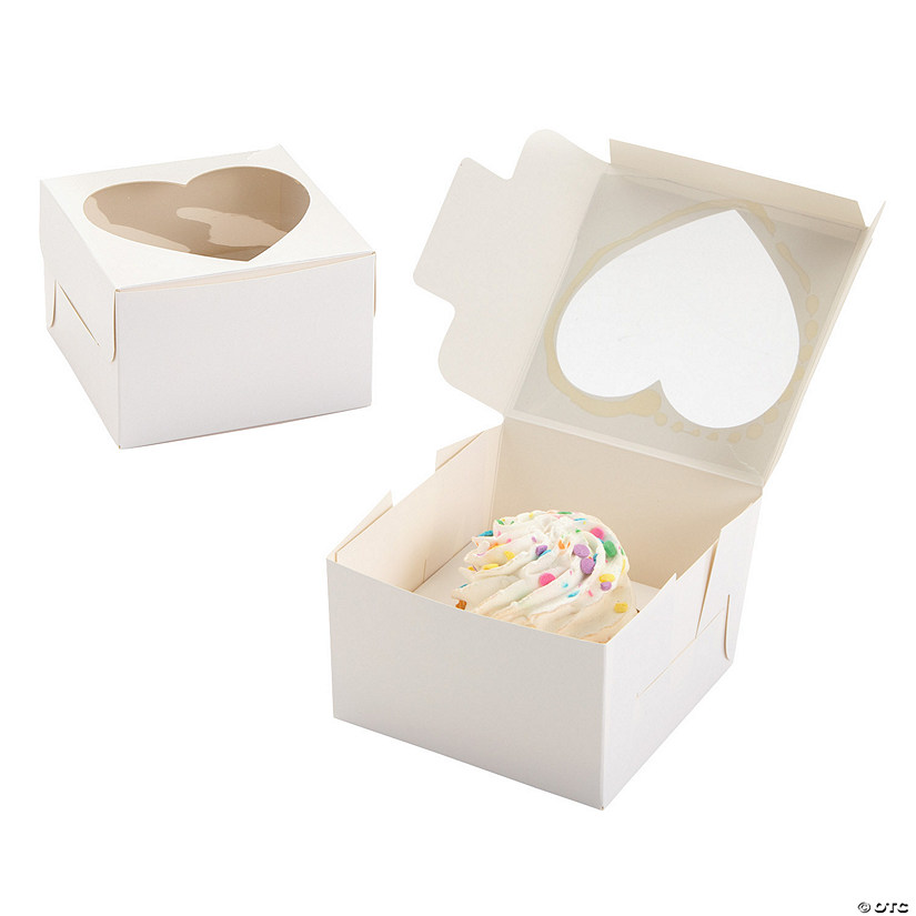 White Heart Cupcake Boxes - 12 Pc. Image
