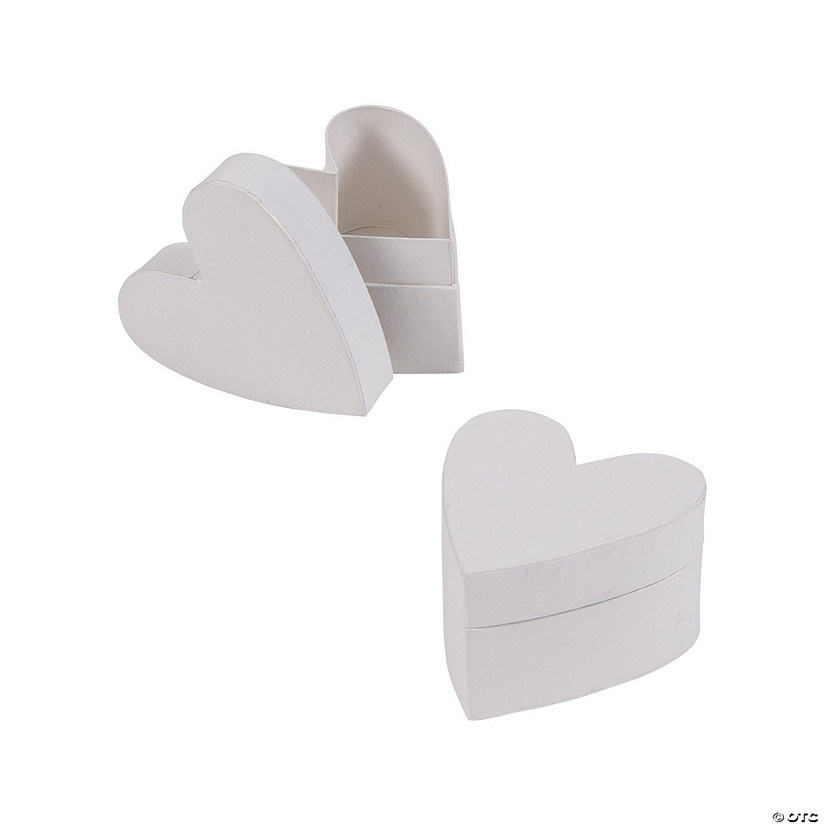 White Heart-Shaped Favor Boxes - 12 Pc. Image