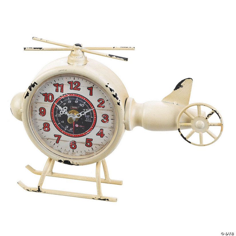 White Helicopter Desk Clock  9.5X2X7" Image