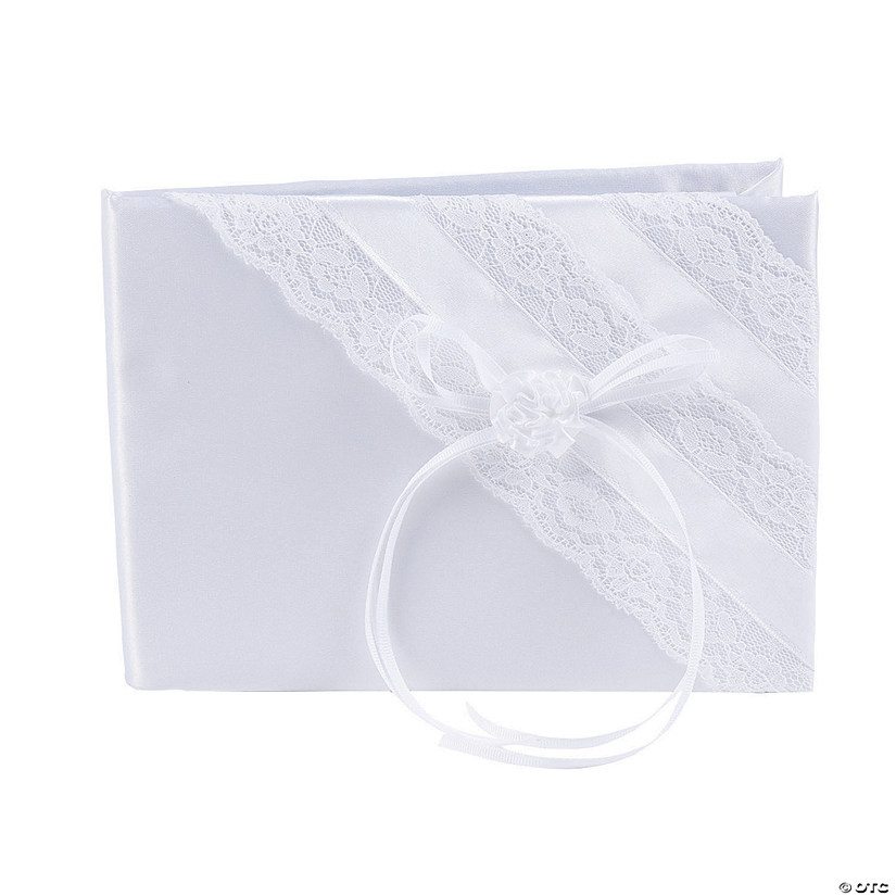 White Lace Wedding Guest Book Image