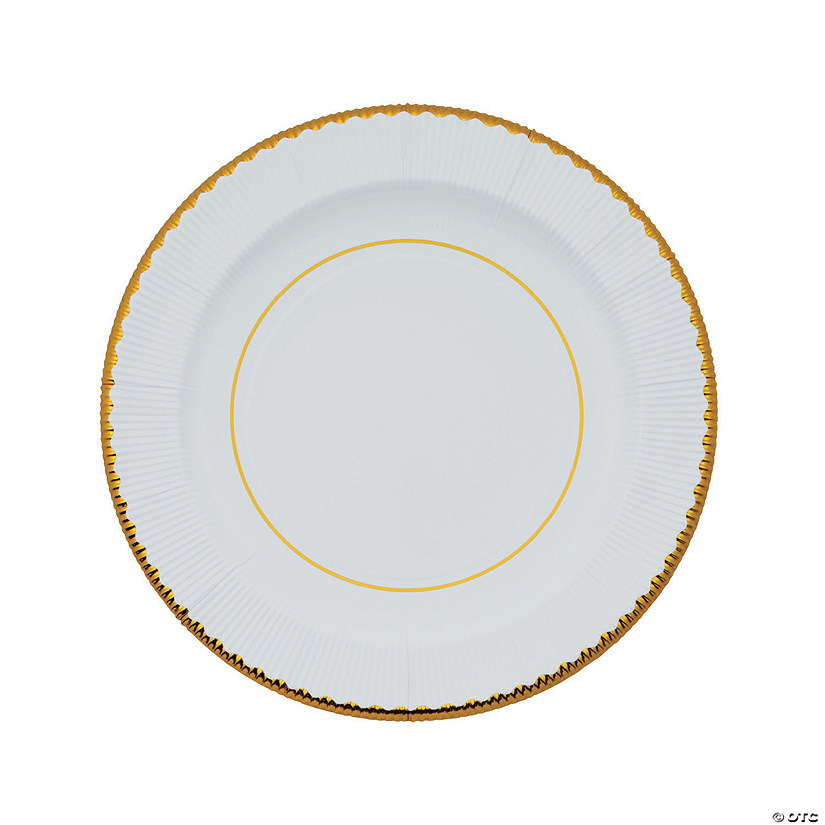 white gold paper plates