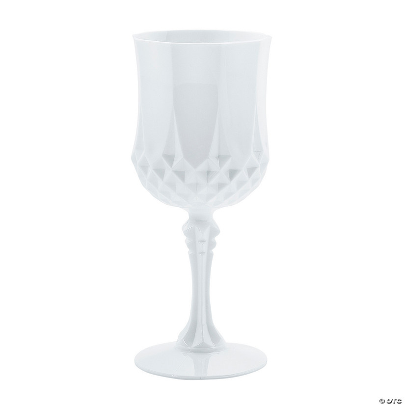White Patterned Plastic Wine Glasses 12 Ct. Oriental Trading