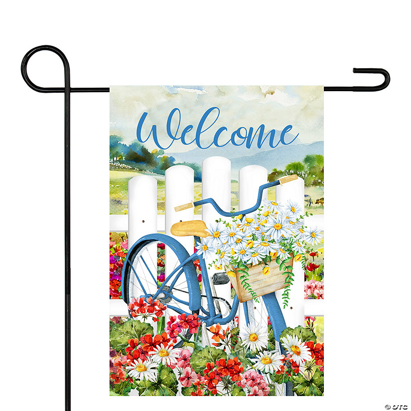 White Picket Fence Floral Outdoor Garden Flag 12.5" x 18" Image