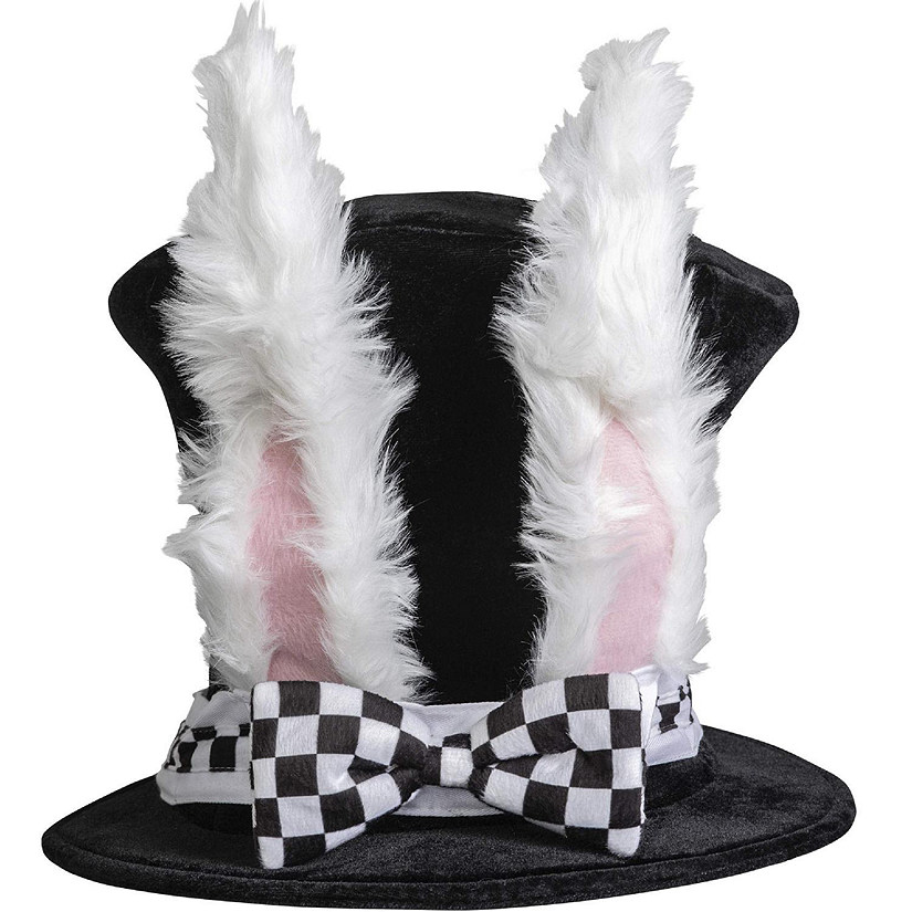 White Rabbit Top Hat - Bunny Rabbits Dress Up Costume Hat with Ears for Adults and Children Image