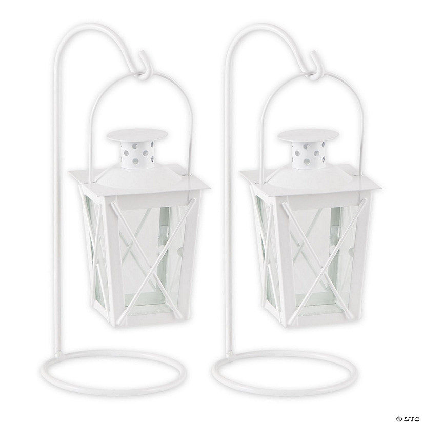White Railroad Candle Lanterns 9" Image