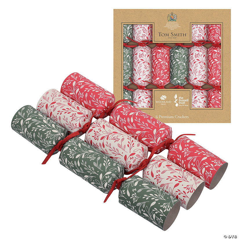 White, Red & Green Premium Christmas Party Crackers - 6 Pc. Image