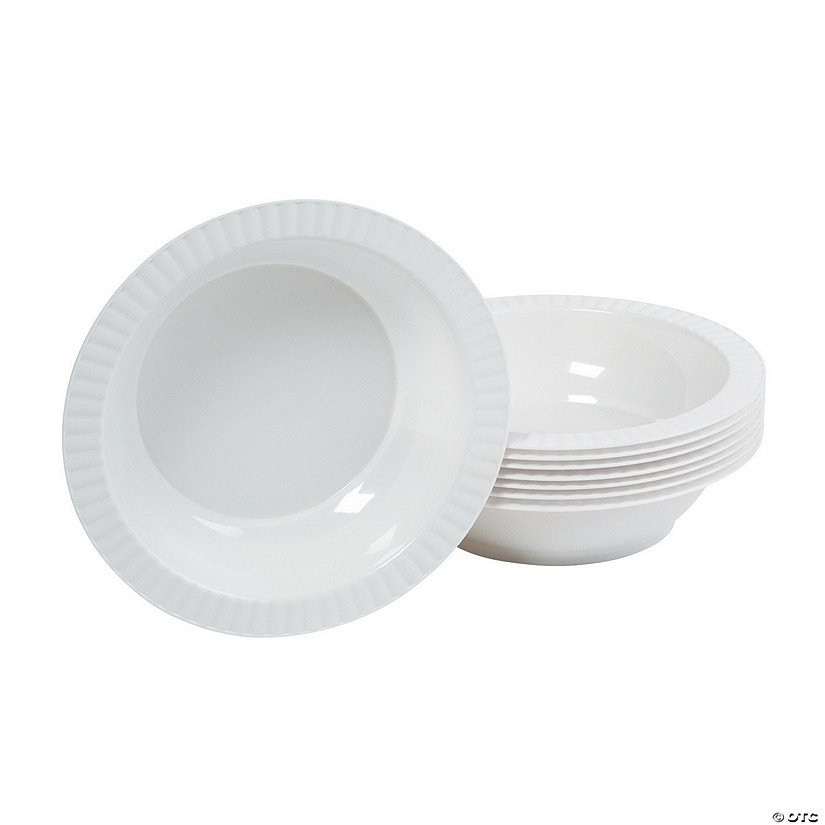 White Ribbed-Edge Premium Plastic Bowls - Discontinued