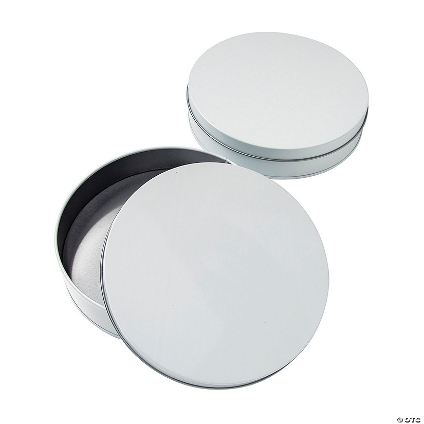 White Round Tin Favor Containers - 12 Pc. Image
