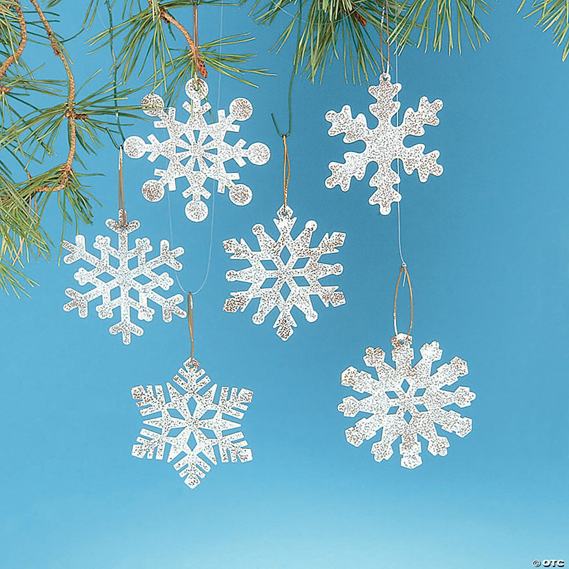 White Rustic Snowflake Christmas Ornaments | Oriental Trading