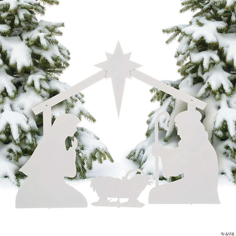 White Silhouette Nativity Outdoor Yard Decoration Image
