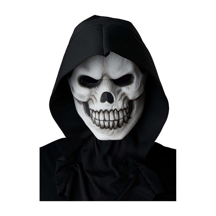Adult Plastic Mask Hooded White Skeleton