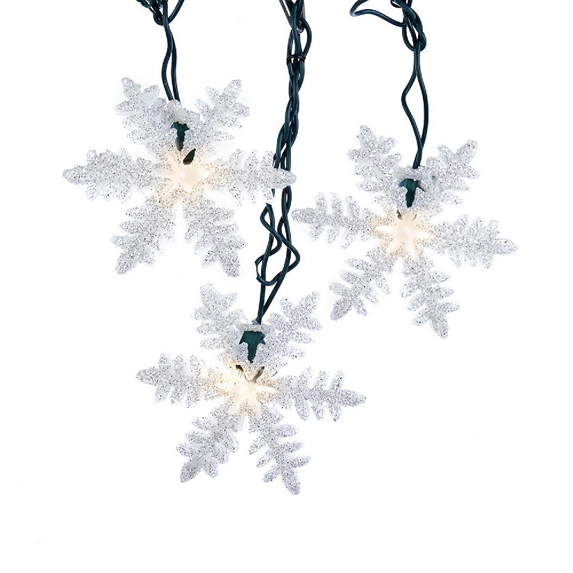 White Snowflake Christmas Light String Set of 10 UL0894 New Image