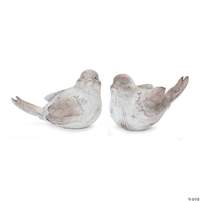 White Washed Bird Figurine (Set Of 4) 4"H Resin Image