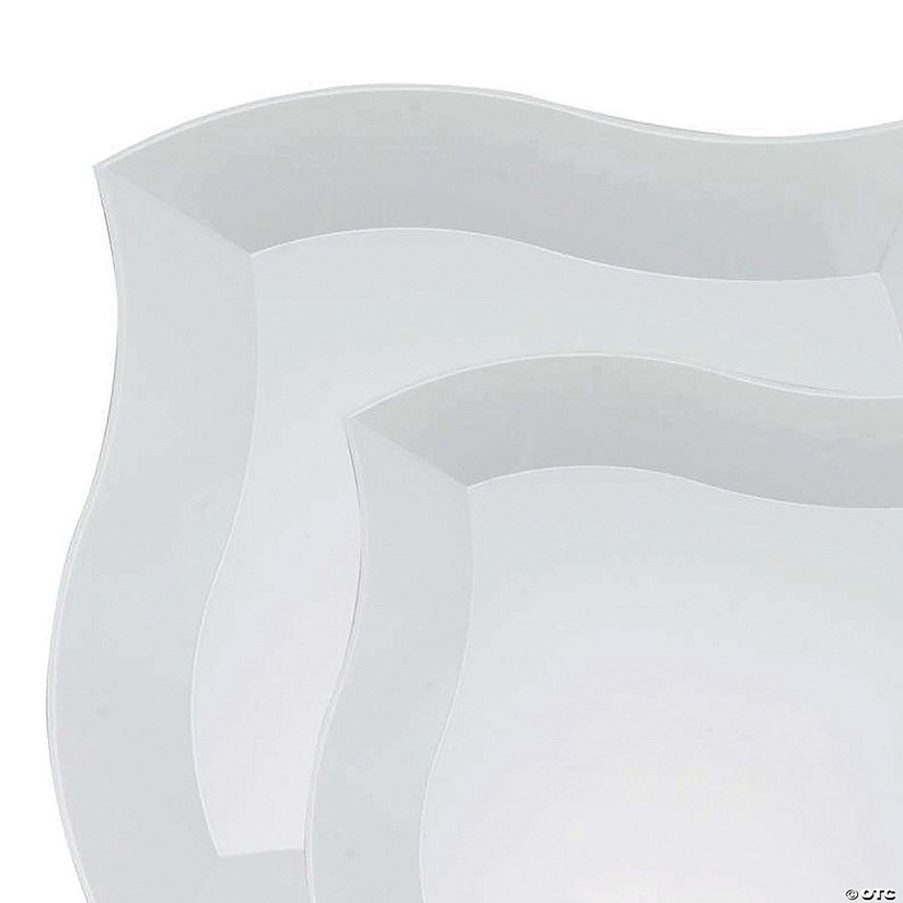 White Wave Plastic Dinnerware Value Set (120 Dinner Plates + 120 Salad Plates) Image