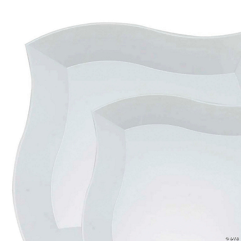 White Wave Plastic Dinnerware Value Set - 20 Dinner Plates + 20 Salad Plates Image
