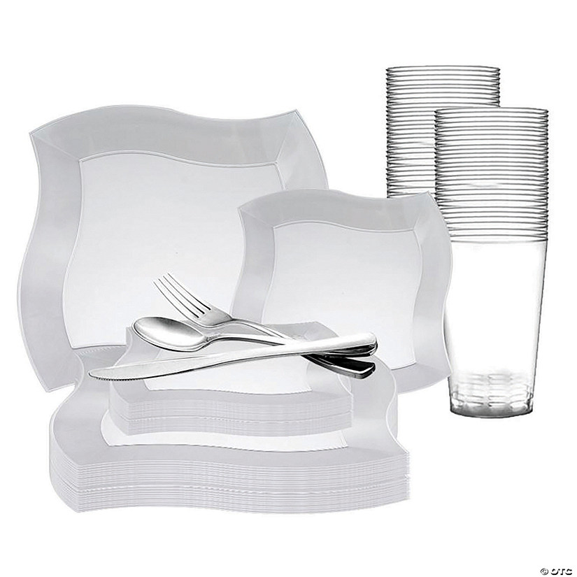 White Wave Plastic Dinnerware Value Set (20 Settings) Image