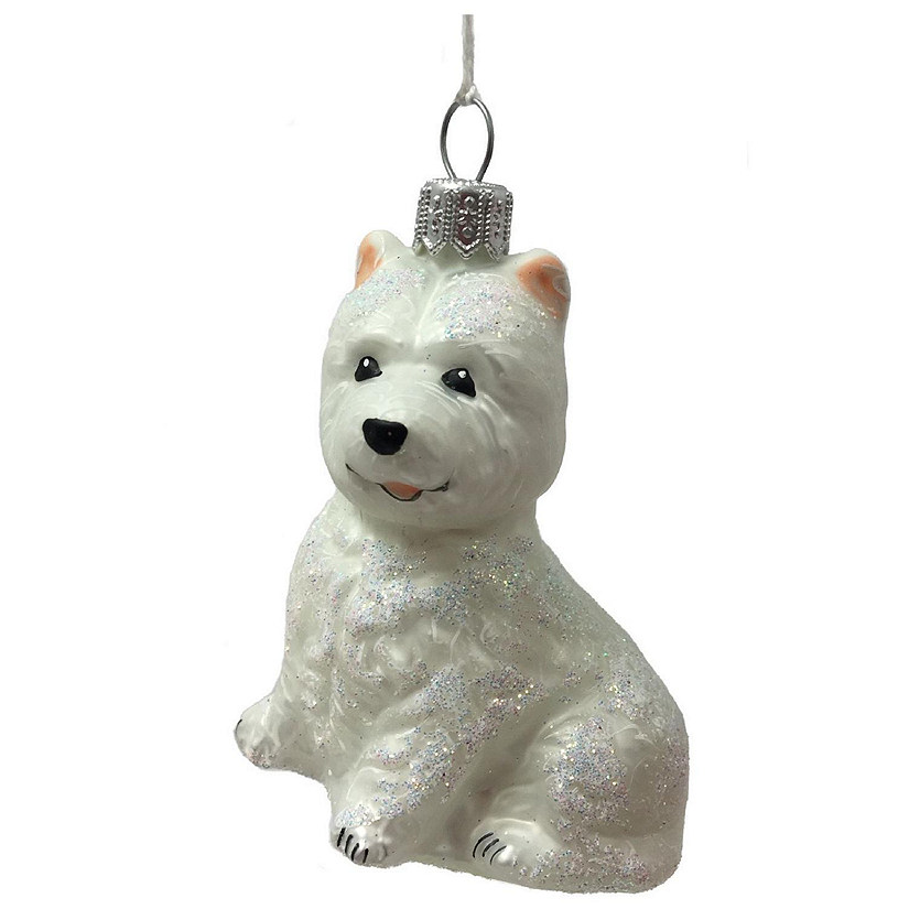 White Westie West Highland Terrier Dog Polish Glass Christmas Tree ...