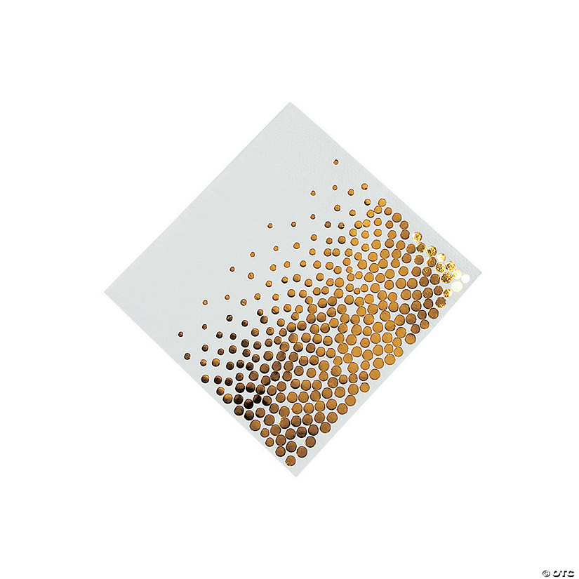 White with Gold Foil Dots Beverage Napkins - 16 Pc. Image