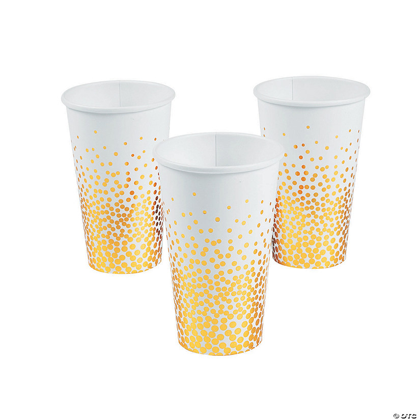White with Gold Foil Dots Paper Cups - 24 Pc. Image