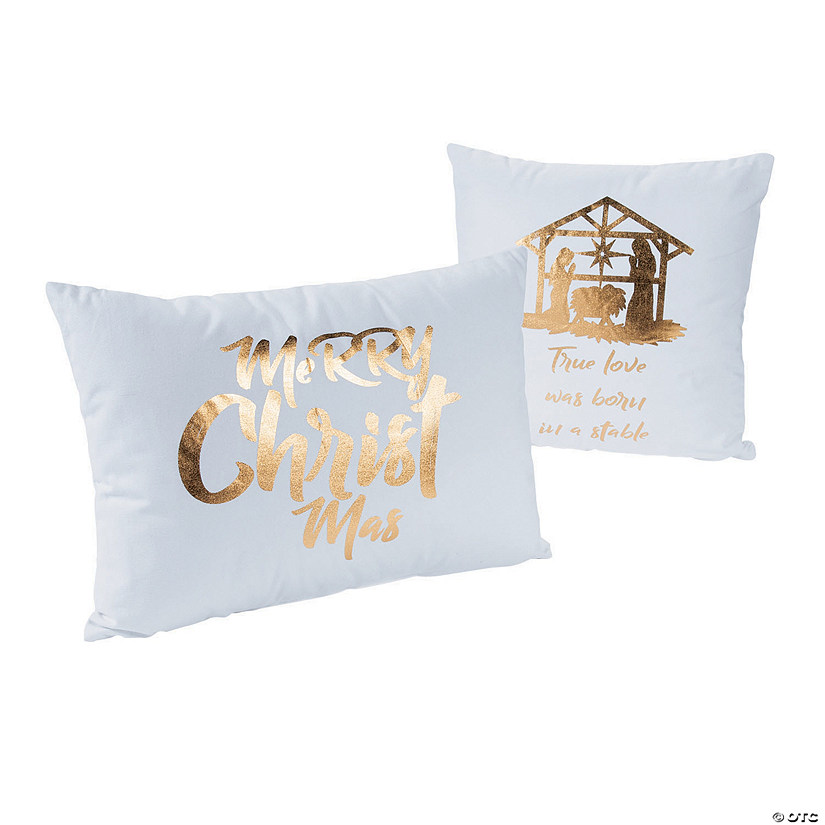 White with Gold Nativity Pillow Set - 2 Pc. Image