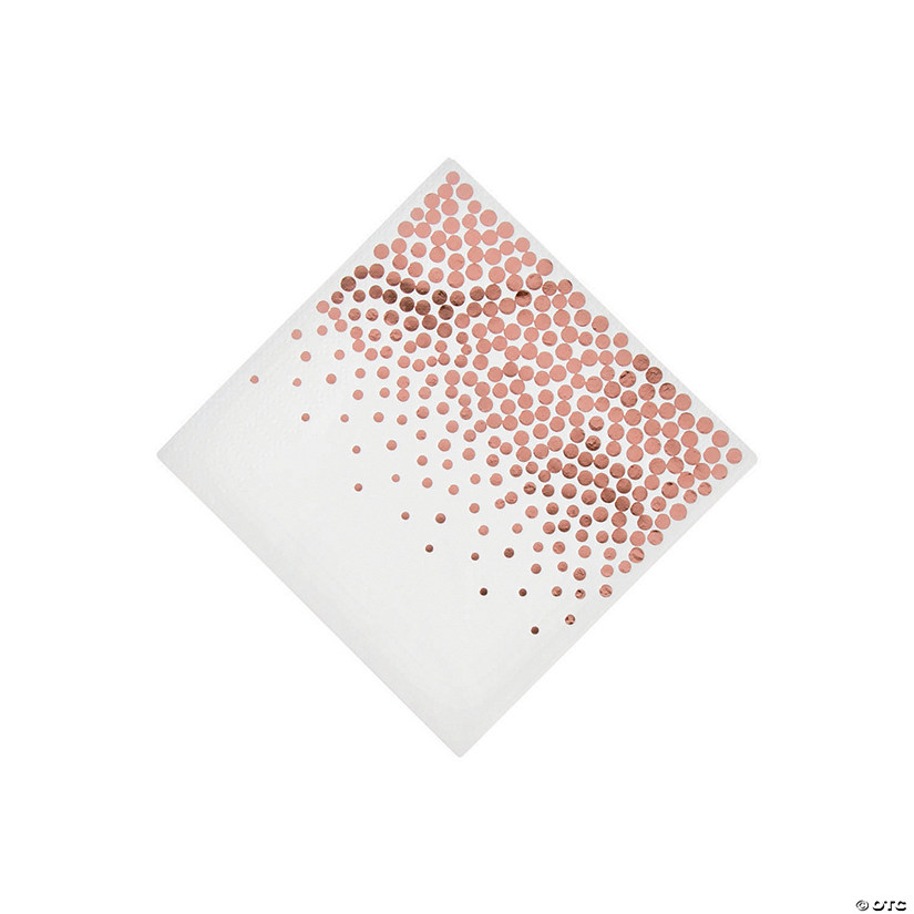 White with Rose Gold Foil Dots Beverage Napkins - 16 Pc. Image