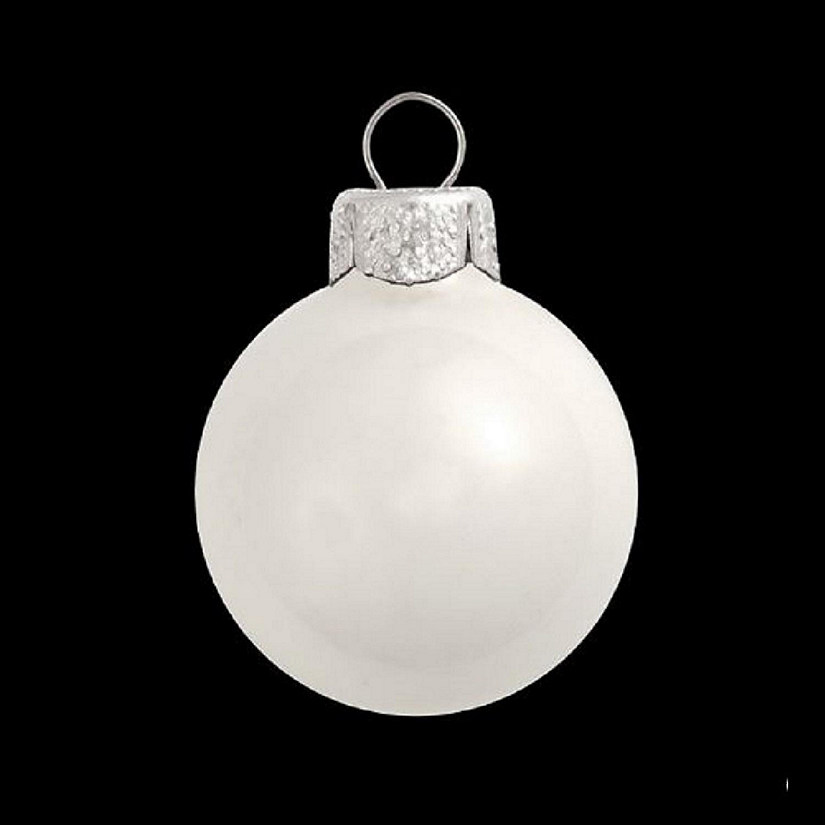 Whitehurst White Shiny Glass Ball Christmas Ornaments 3.25 Inch Set of 4 Image