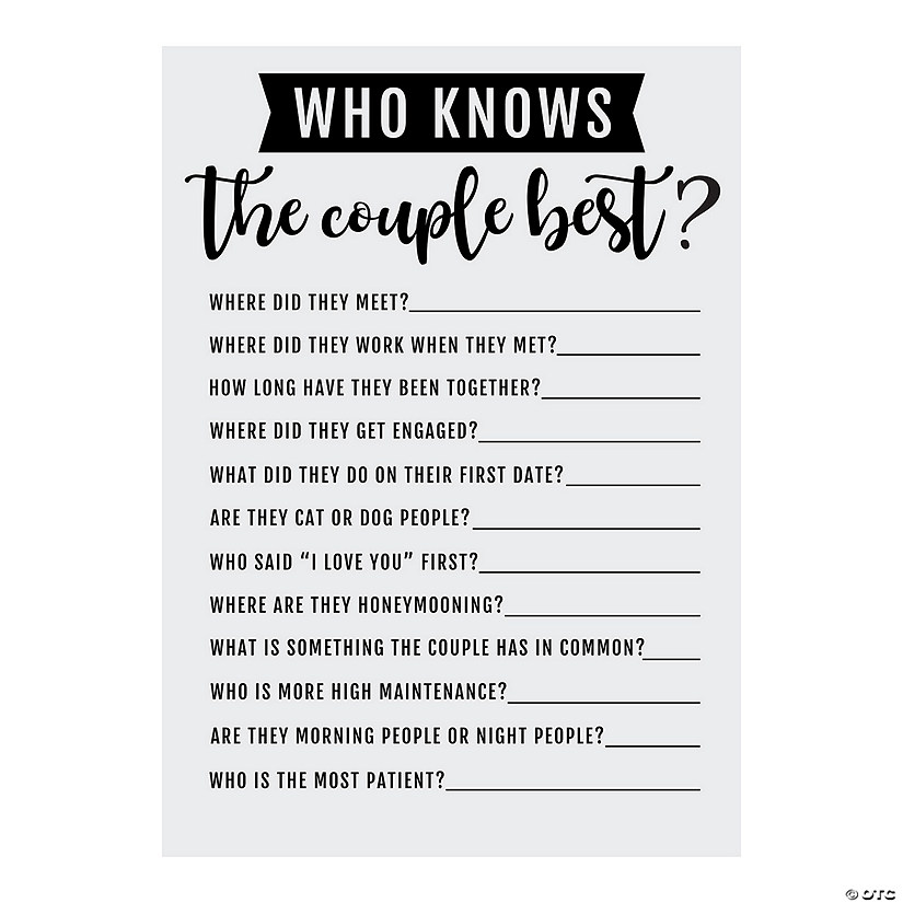 Who Knows the Couple Best Game - 12 Pc. Image