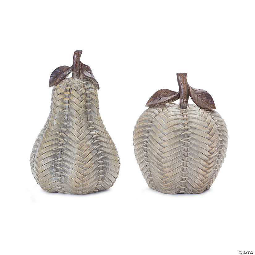 Wicker Apple And Pear Decor (Set Of 2) 5.75"H, 7"H Resin Image