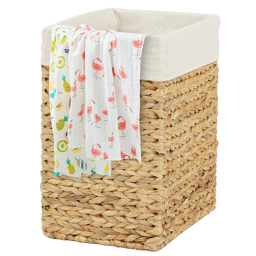 Wickerwise Handmade Rectangular Water Hyacinth Wicker Laundry Hamper with Lid Natural, Small Image