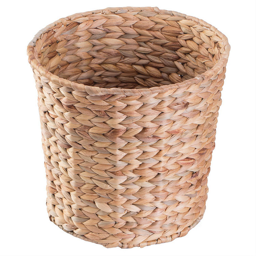 Wickerwise Natural Water Hyacinth Round Waste Basket - For Bathrooms, Bedrooms, or Offices Image