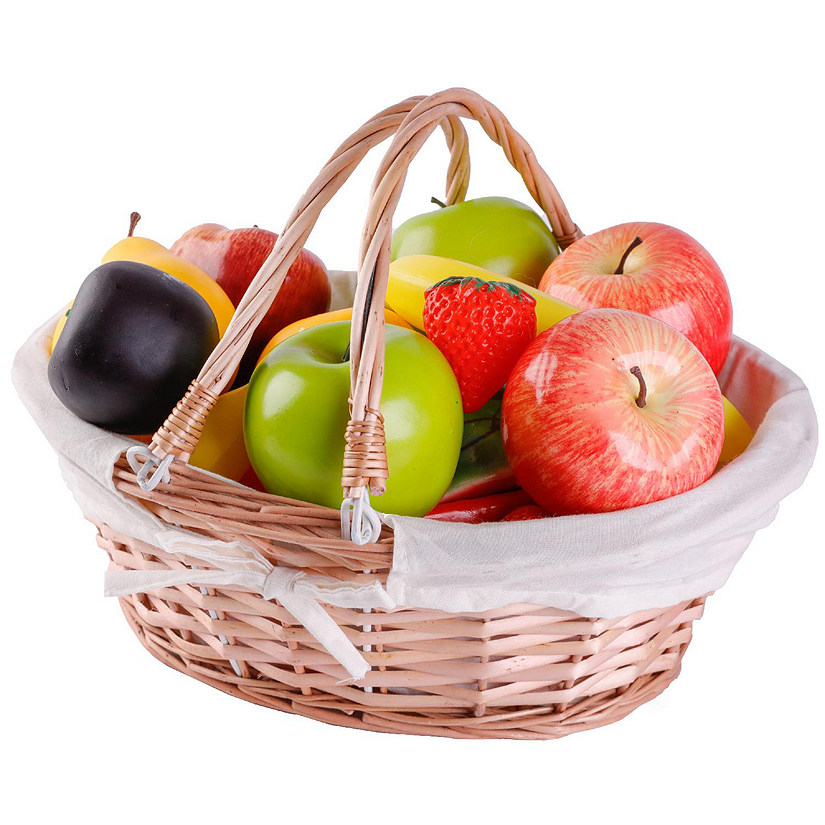 Wickerwise Oval Willow Basket with Double Drop Down Handles (3, White) Image
